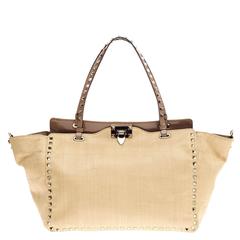 Valentino Rockstud Tote Raffia Medium