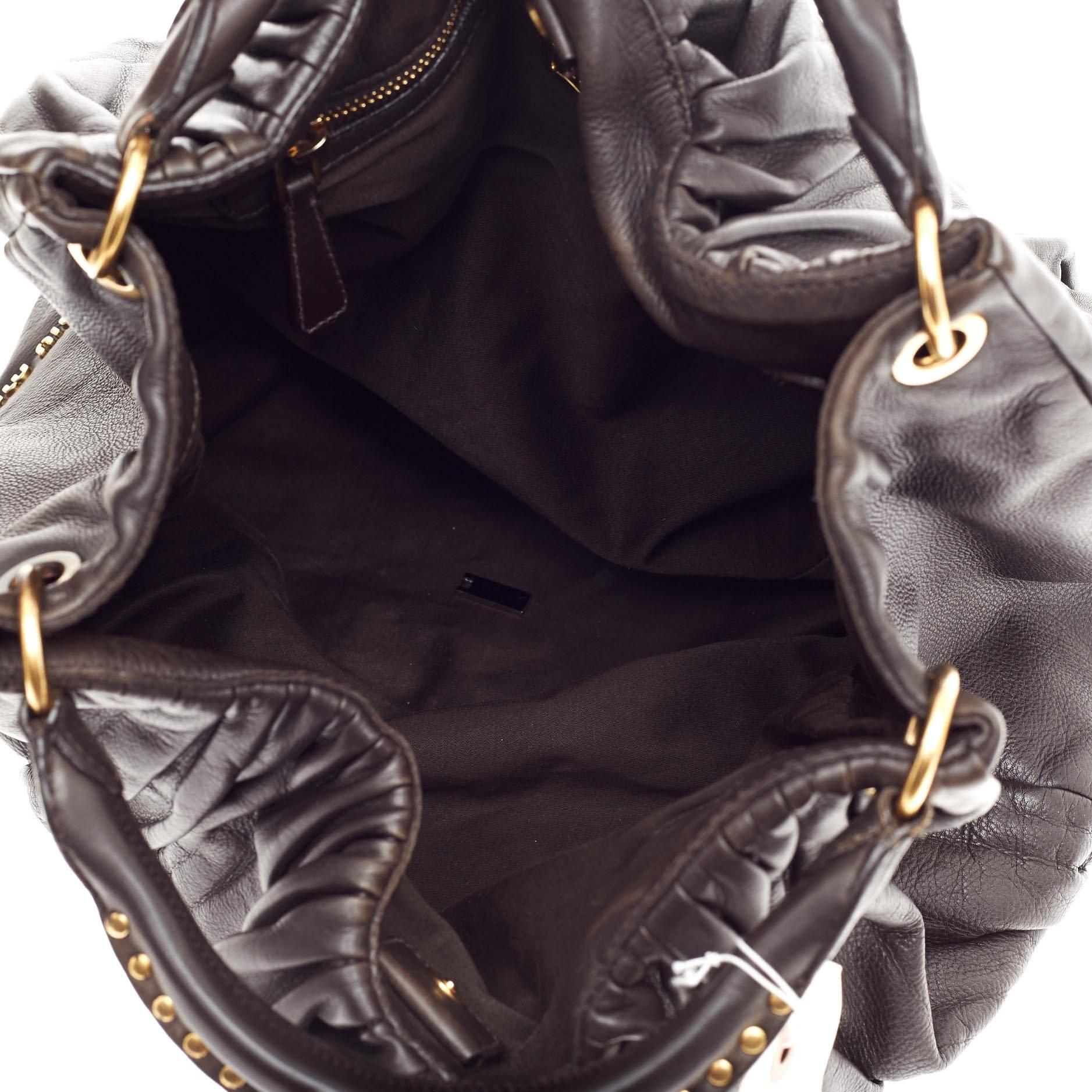 Women's or Men's Miu Miu Bosco Convertible Hobo Pleated Leather Large