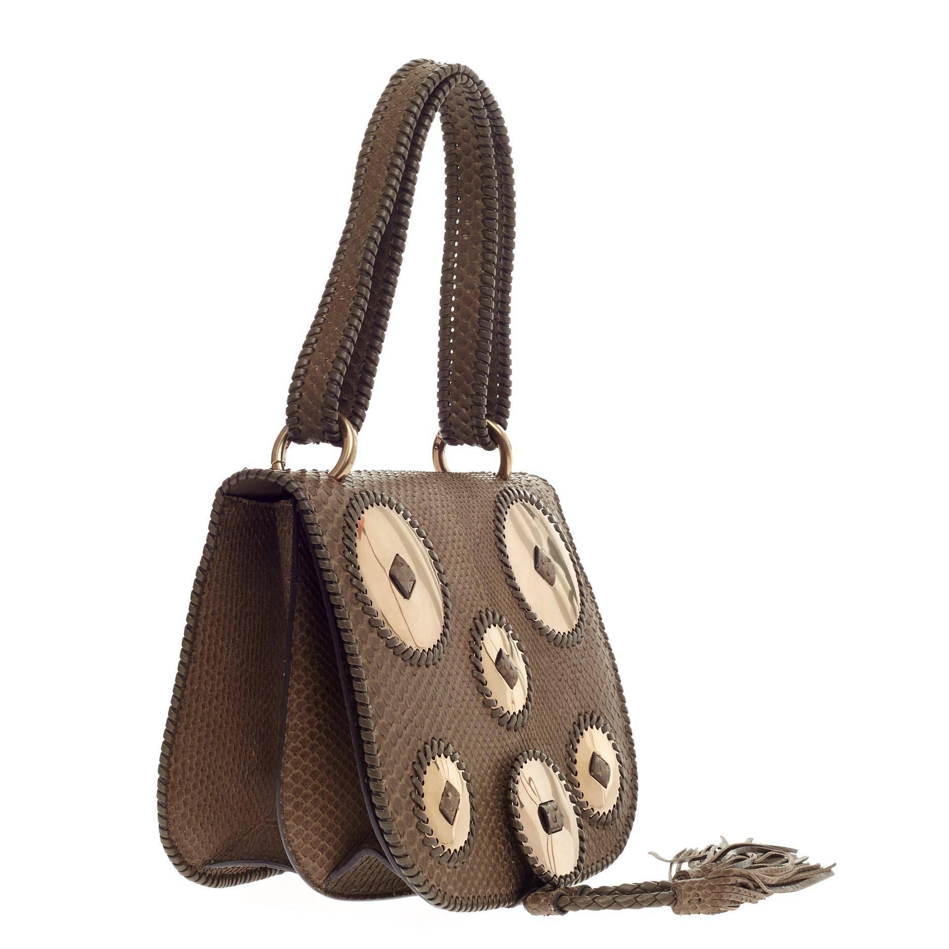 Salvatore Ferragamo Kamelia Shoulder Bag Python In Good Condition In NY, NY