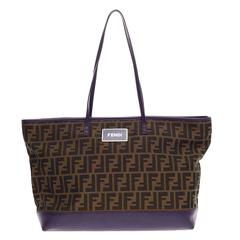 Fendi Roll Tote Zucca Canvas and Leather Large