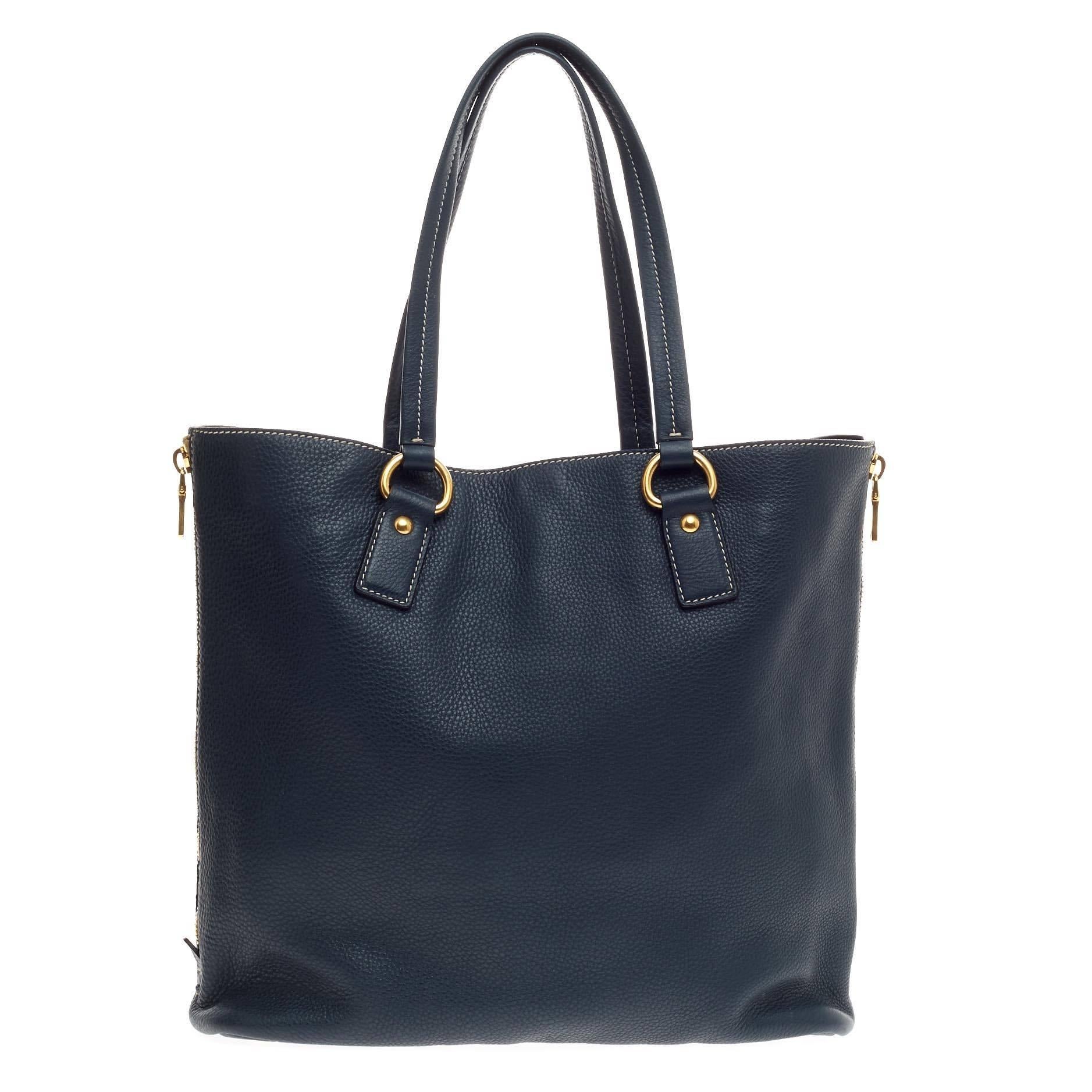 prada vitello daino side zip tote