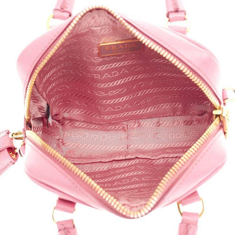Pink Prada Chain Bauletto Crossbody Saffiano Leather Mini