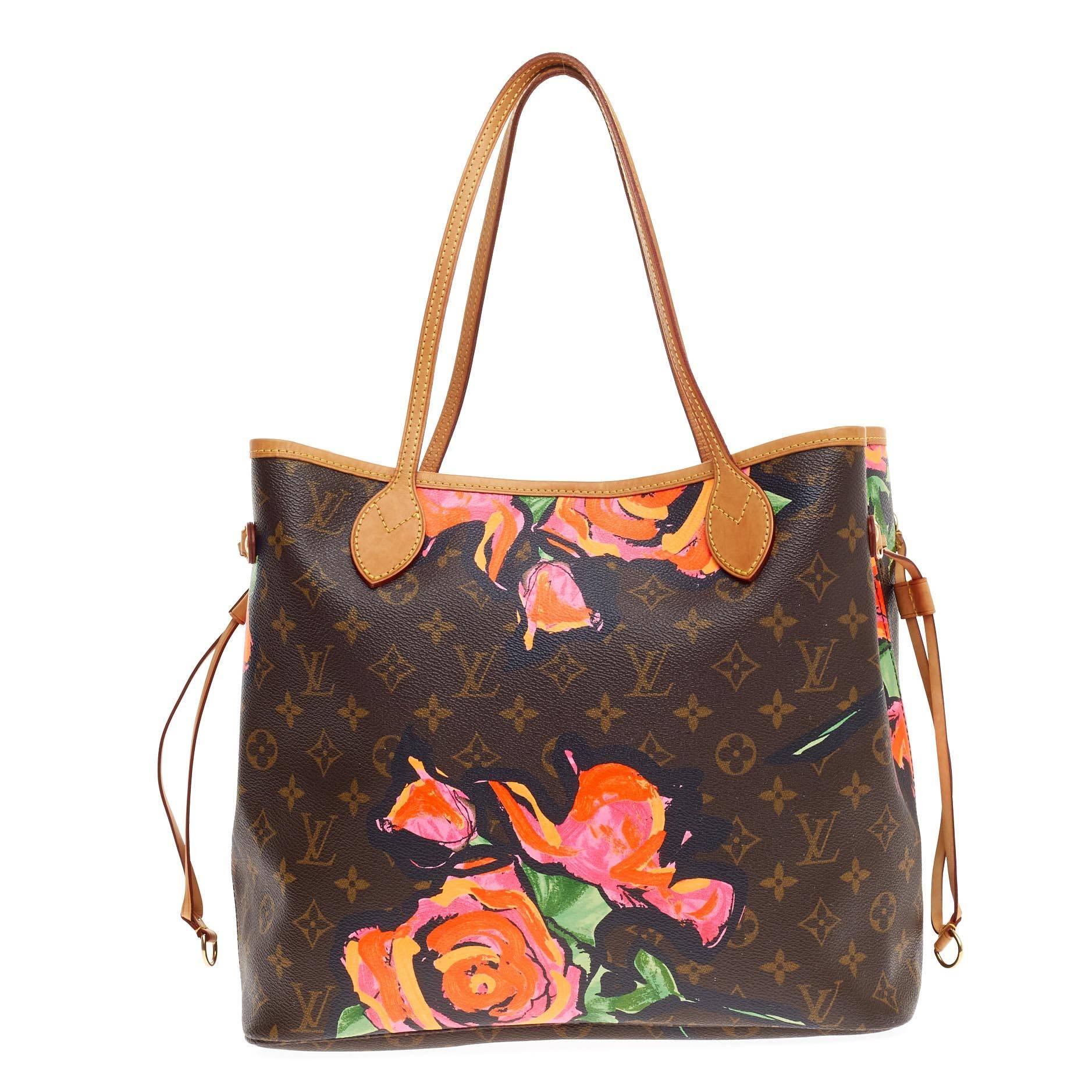 Louis Vuitton Neverfull Limited Edition Monogram Canvas Roses MM In Good Condition In NY, NY