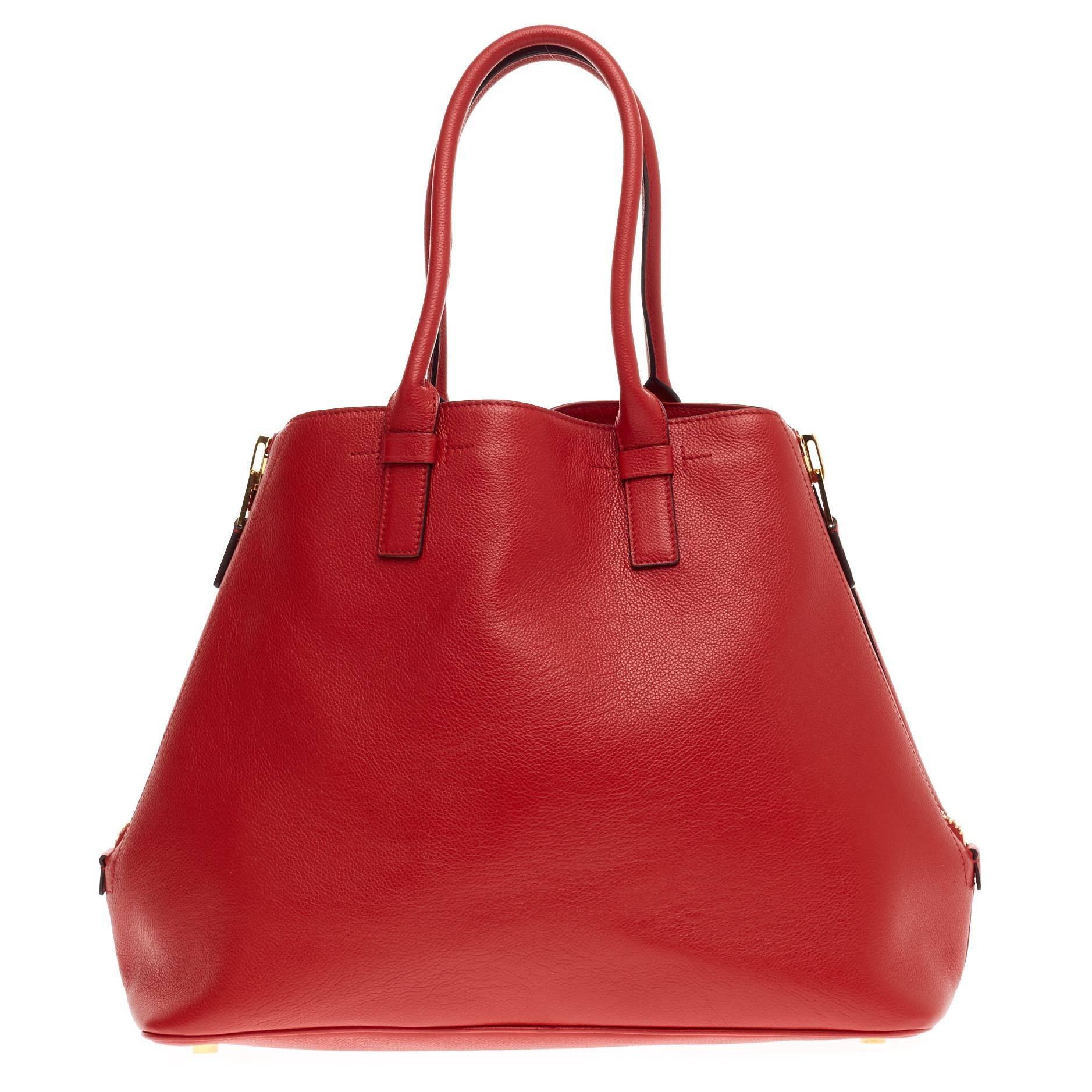 Red Tom Ford Jennifer Zip Tote Leather Large