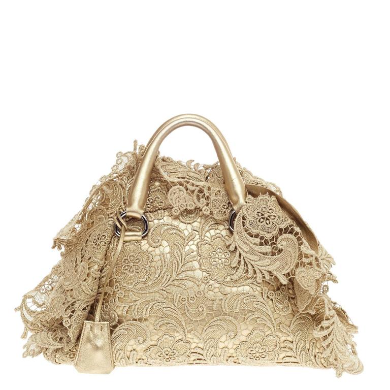 Prada Pizzo S Bowler Lace and Leather Large at 1stDibs
