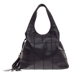 Chanel Square Stitch Tassel Hobo Leather Large