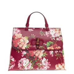 Gucci Bamboo Daily Top Handle Bag Blooms Print Leather Medium