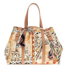 Prada Venice Belted Tote Printed Canvas and Leather Large