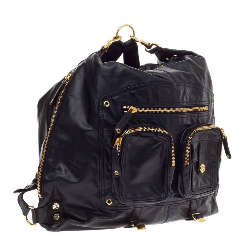 Gucci Darwin Cabrio-Rucksack Leder groß (Schwarz)