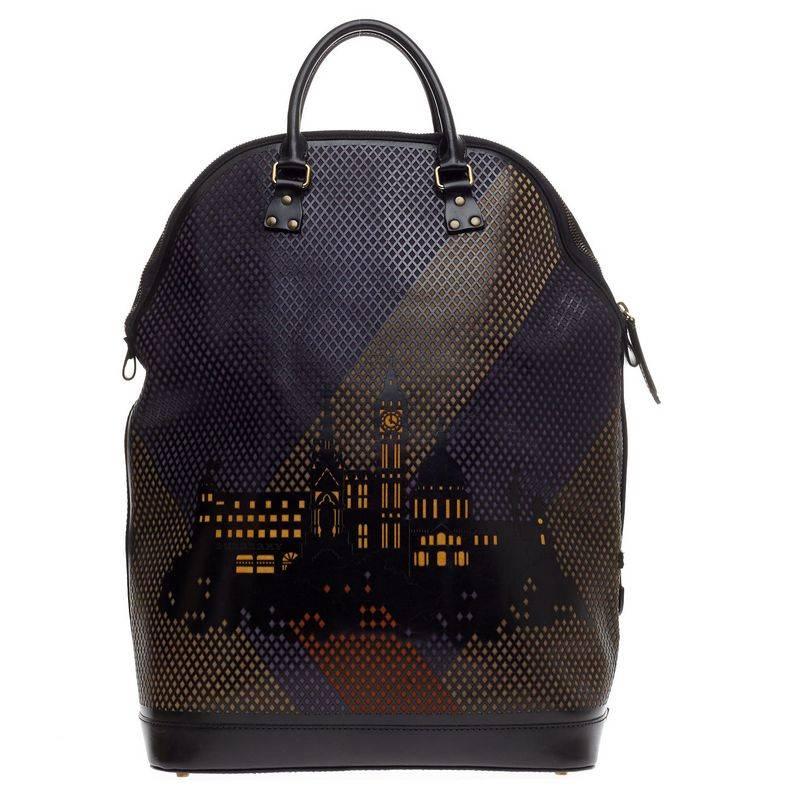 Burberry St Ives Satchel Perforiertes City-Motiv Leder Groß im Zustand „Gut“ in NY, NY