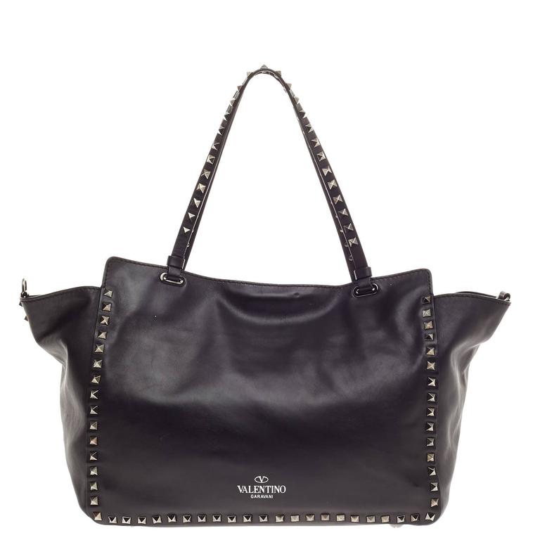 Valentino Rockstud Tote Leather and Crystal Medium at 1stDibs