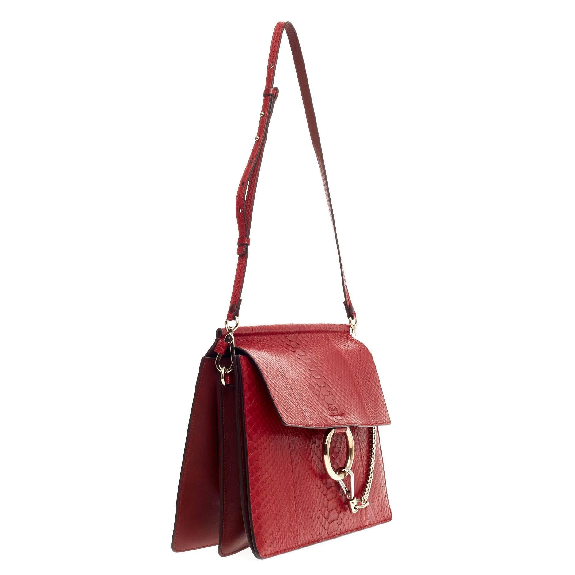 Chloe Faye Shoulder Bag Python Medium In Good Condition In NY, NY