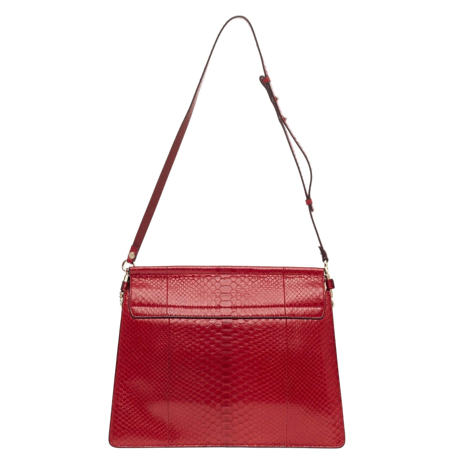 Women's Chloe Faye Shoulder Bag Python Medium
