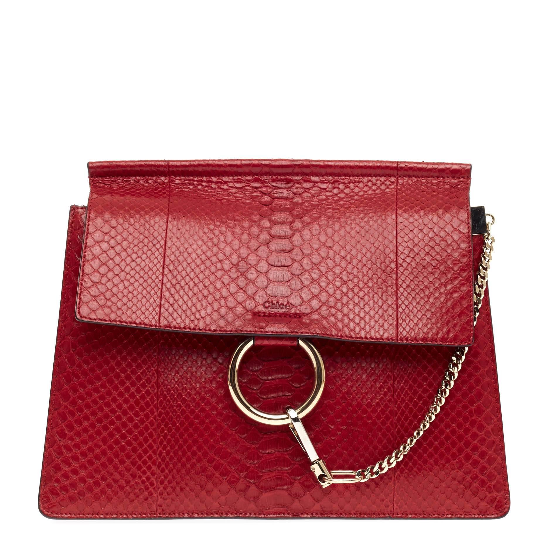 Red Chloe Faye Shoulder Bag Python Medium