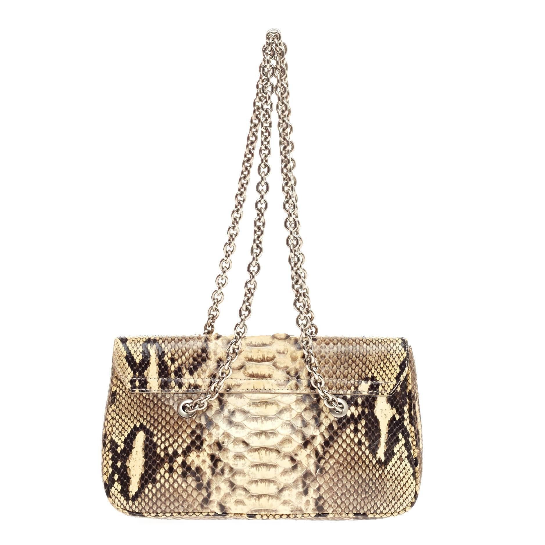 Ralph Lauren Collection Vintage Ricky Belted Chain Shoulder Bag Python Small In Good Condition In NY, NY
