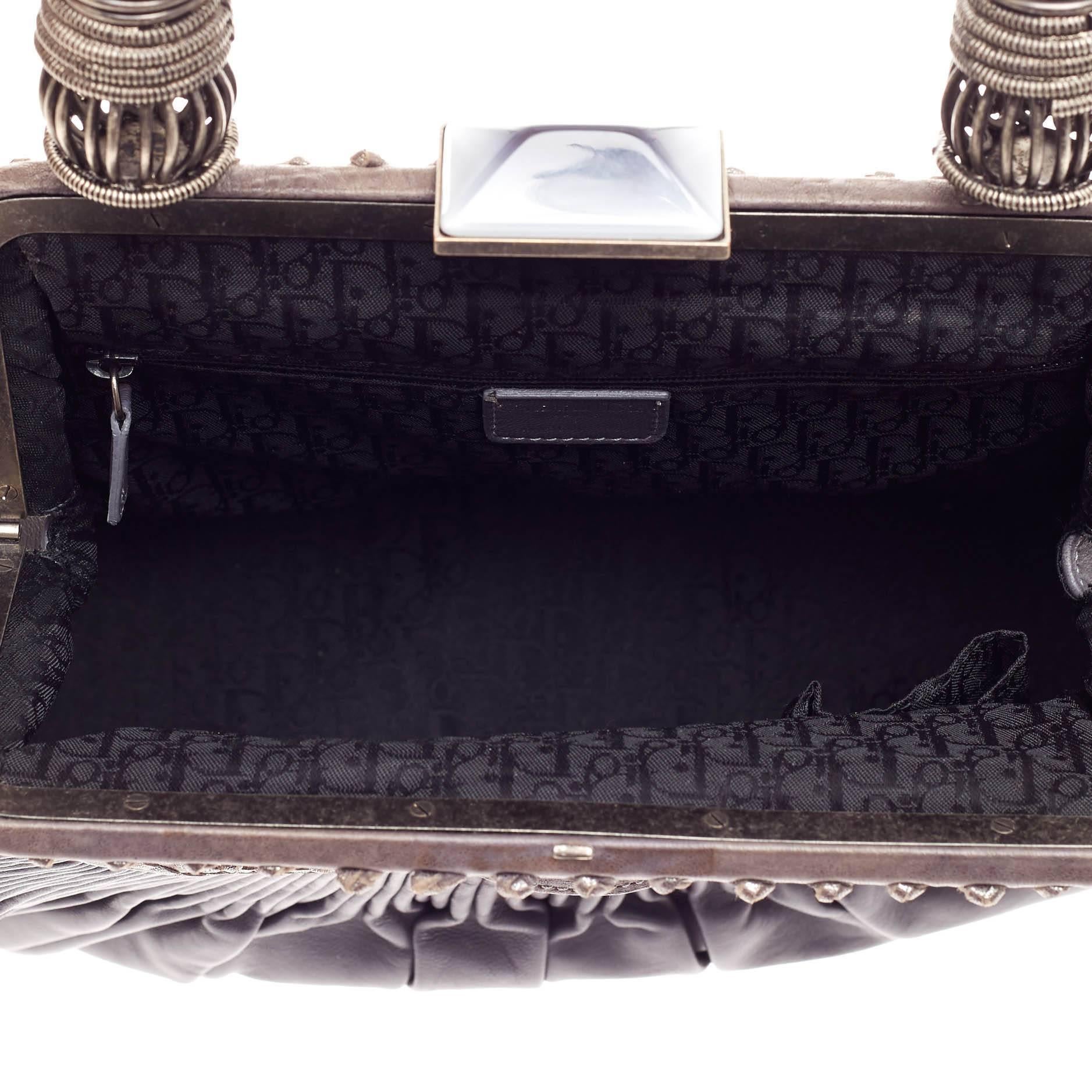 Christian Dior Plisse Frame Bag Pleated Leather Medium 1