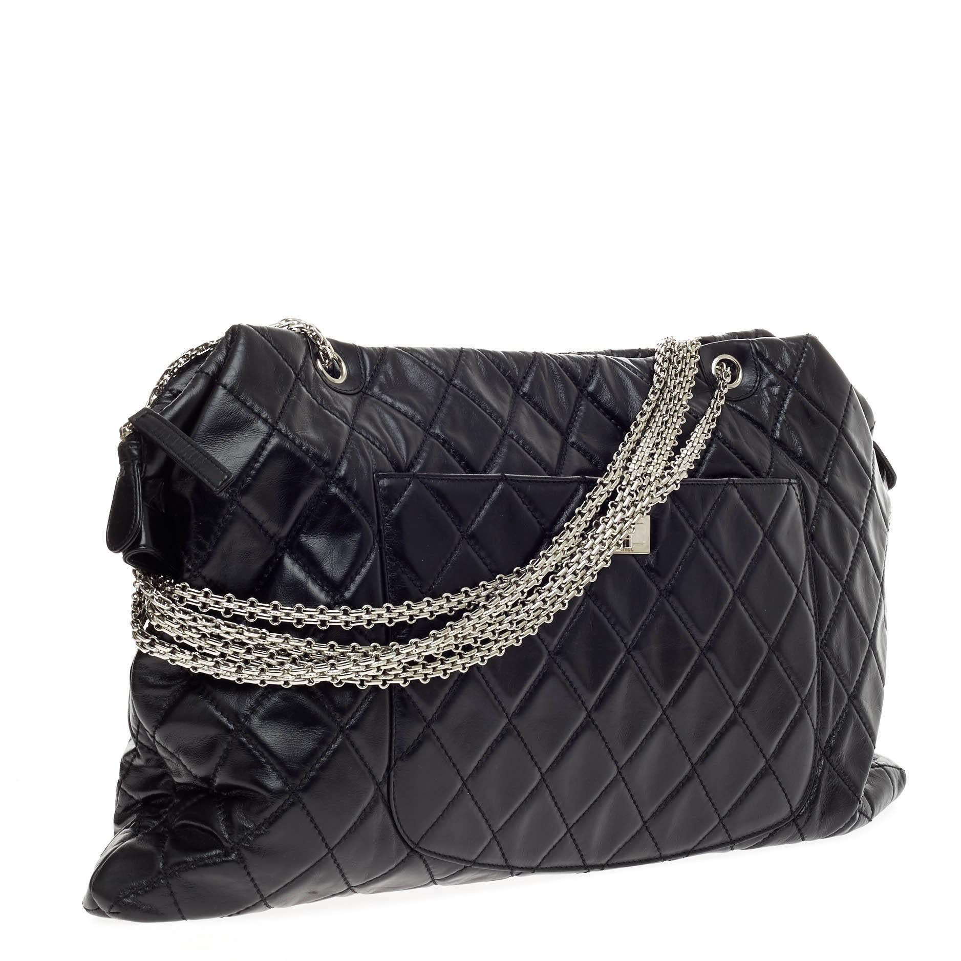 Black Chanel Overnight Reissue Tote Quilted Lambskin XXL