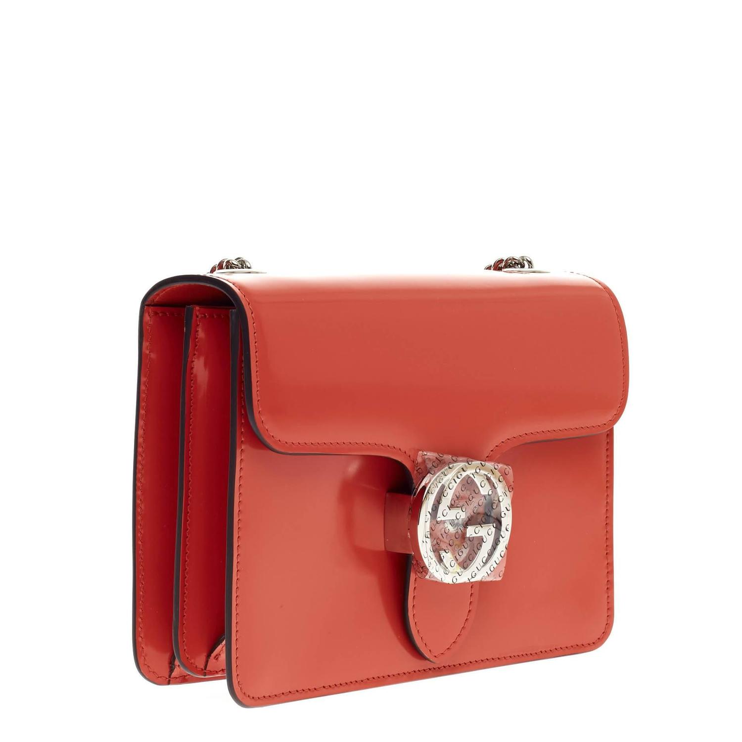 Gucci Interlocking Shoulder Bag Patent Small at 1stdibs
