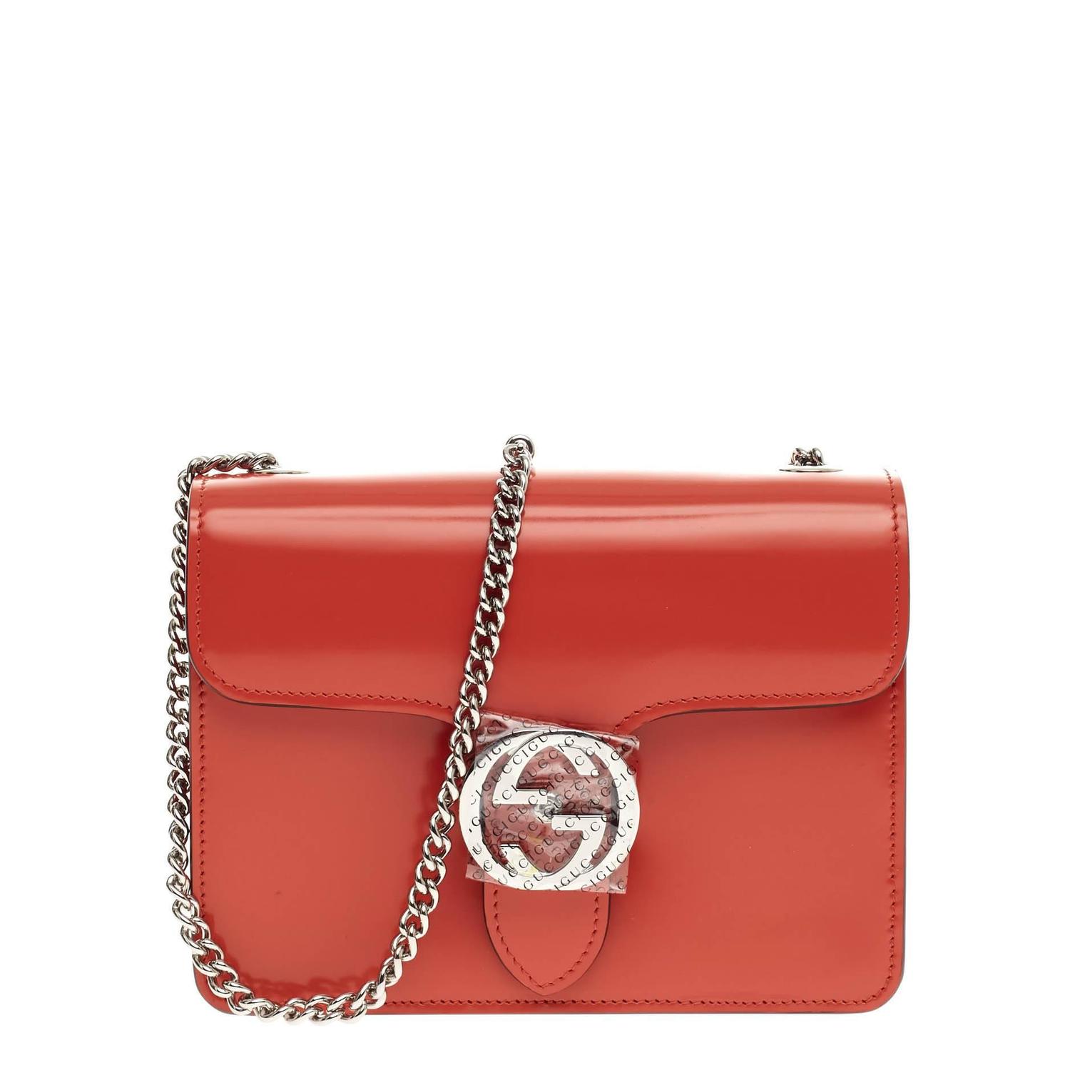 Gucci Interlocking Shoulder Bag Patent Small at 1stdibs