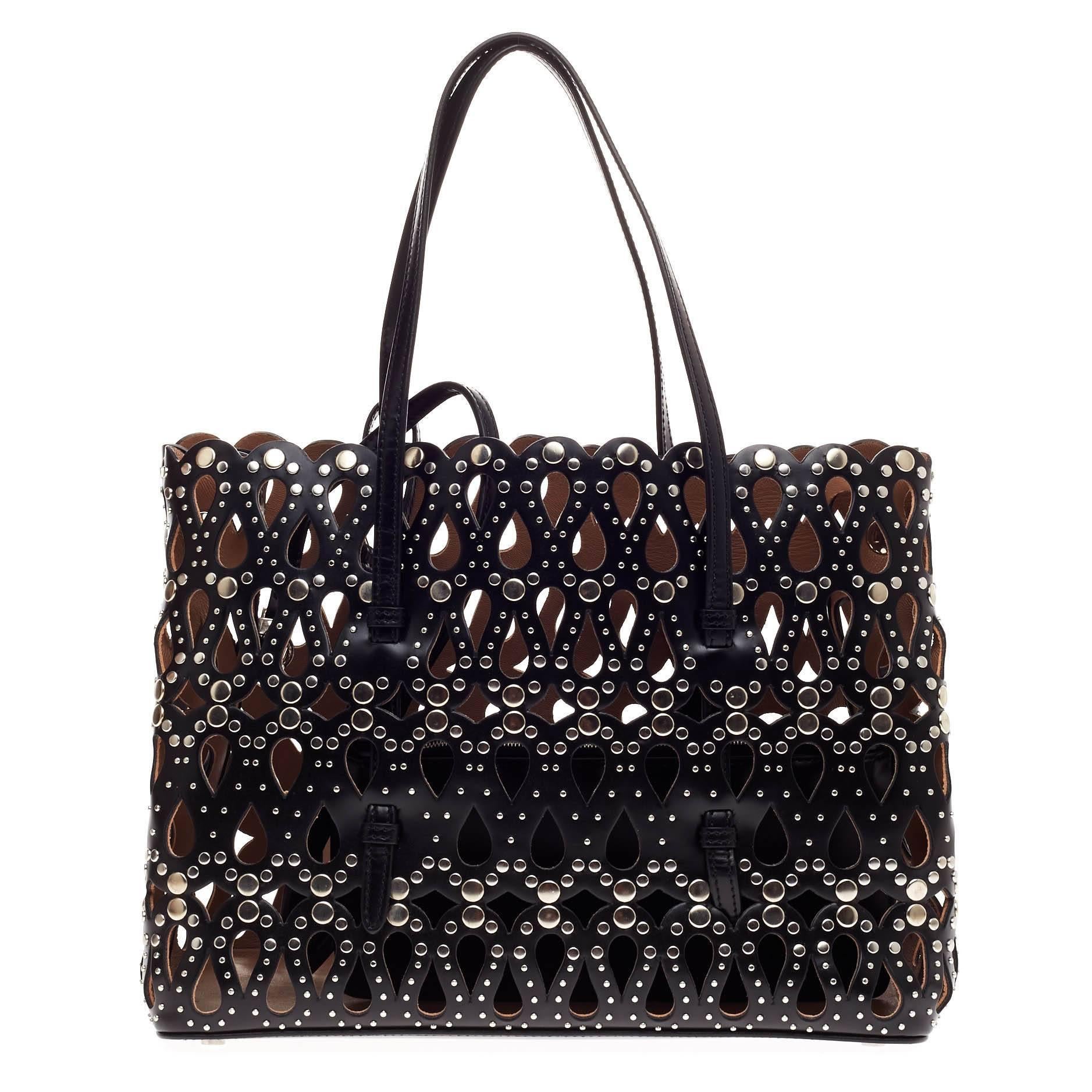 Women's or Men's Alaia Studded Open Tote Laser Cut Leather Medium