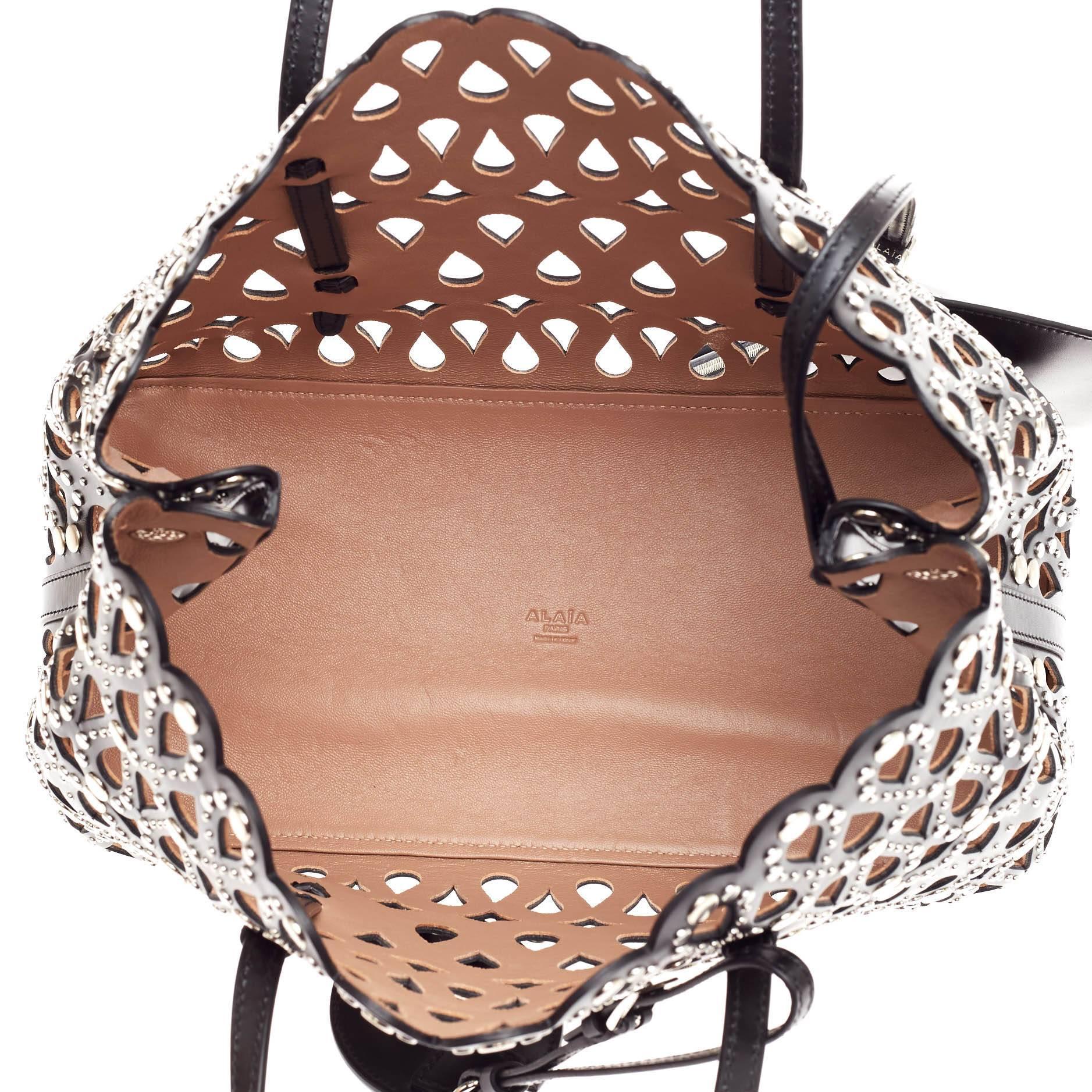 Alaia Studded Open Tote Laser Cut Leather Medium 2