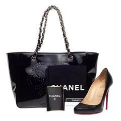 Chanel Triple CC Tote Perforated Patent Large