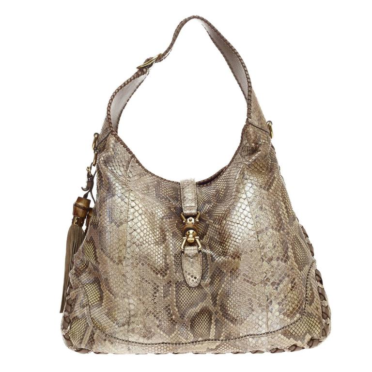 Jackie Mini Python Hobo Bag In Beige