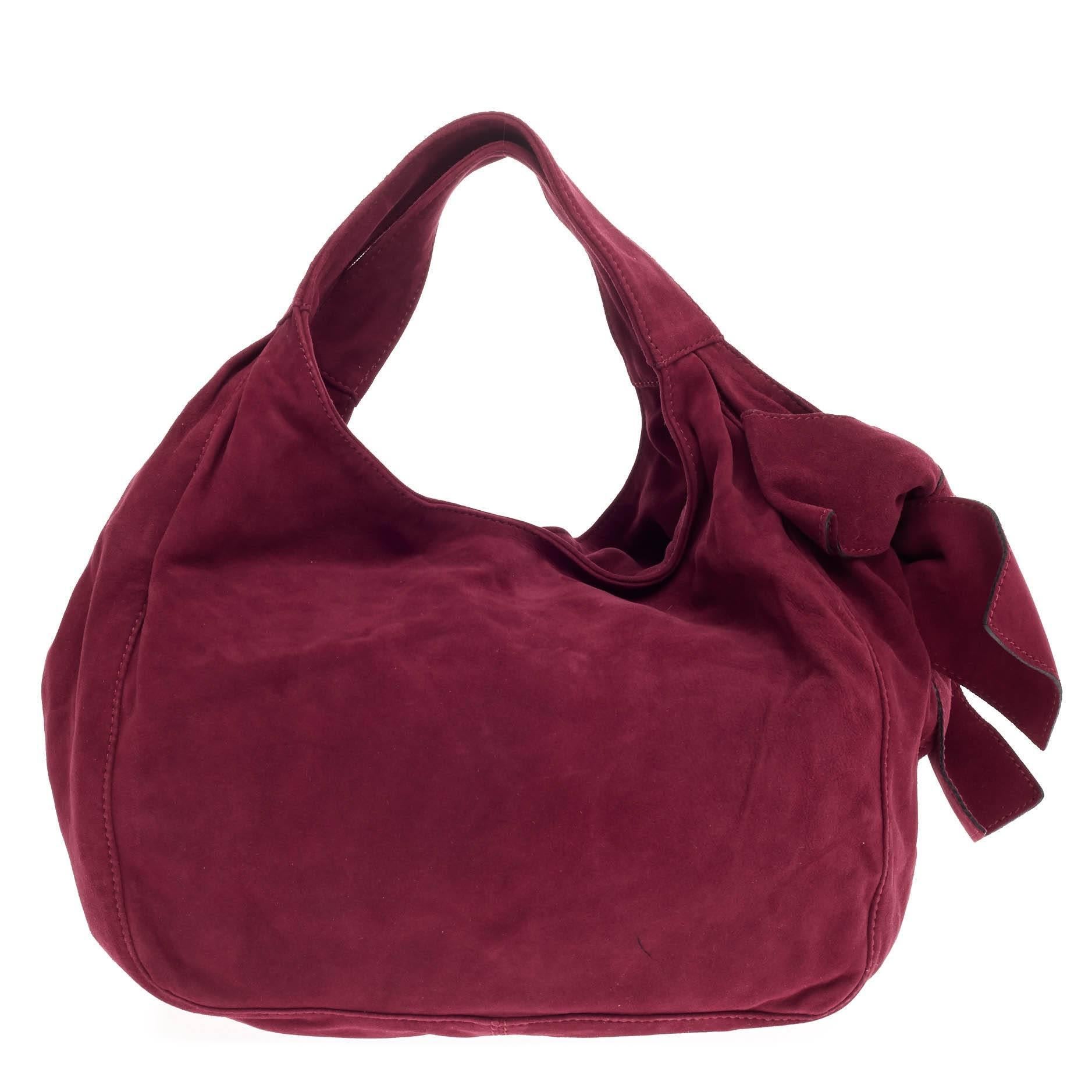 Valentino Nuage Bow Hobo Suede Medium