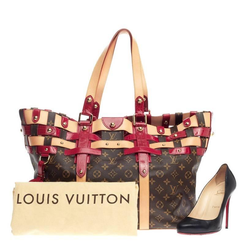 This authentic Louis Vuitton Salina Limited Edition Rubis Monogram Canvas GM released as a part of the brand's Cruise 2008 Collection this bag is made perfect for on-the-go moments. Crafted with Louis Vuitton's brown monogram coated canvas, this