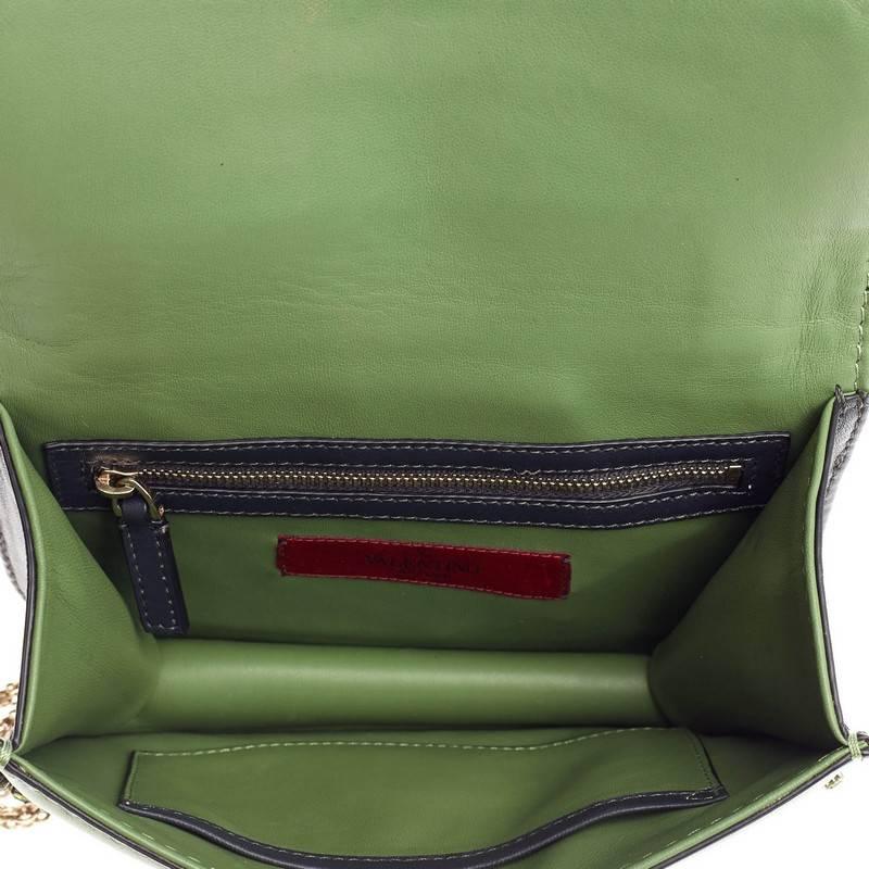 Women's Valentino Glam Lock Shoulder Bag Crystal Embellished Leather Small