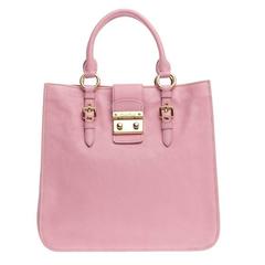 Miu Miu Madras Convertible Lock Tote Leather Medium