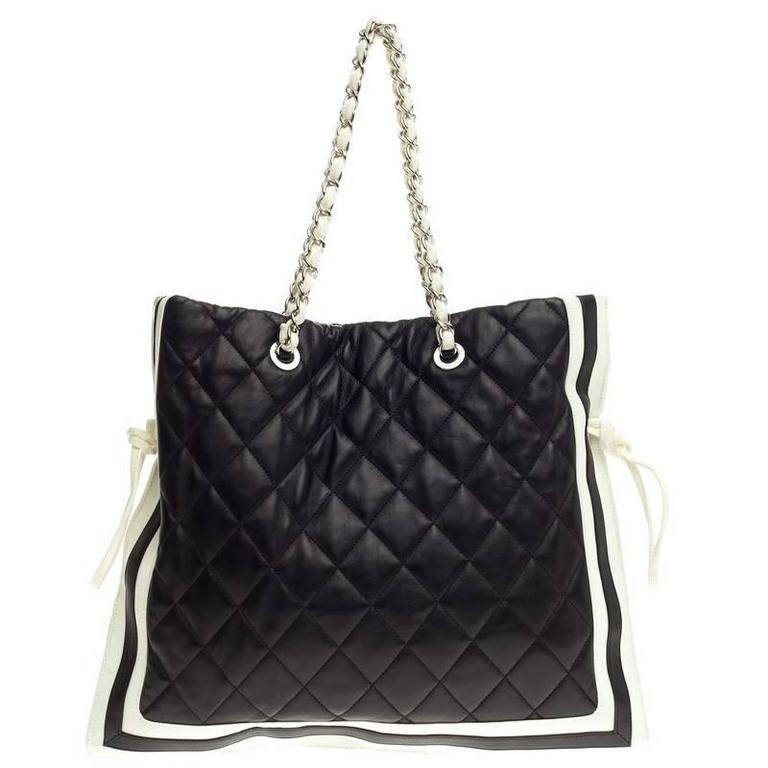 Chanel CC Drawstring Tote Quilted Lambskin Large at 1stdibs