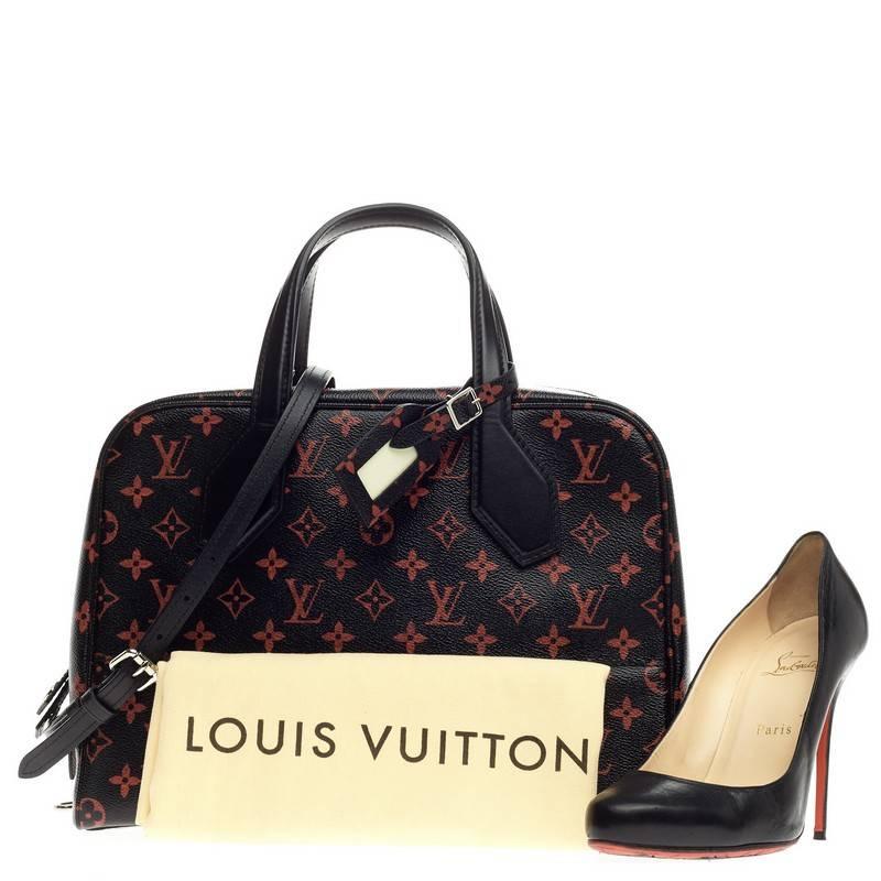 This authentic Louis Vuitton Dora Soft Limited Edition Monogram Infrarouge MM presented in the brand's 2015 Spring/Summer collection is an edgy update from Louis Vuitton Creative Director, Nicolas Ghesquiere. Crafted from glossy red and black