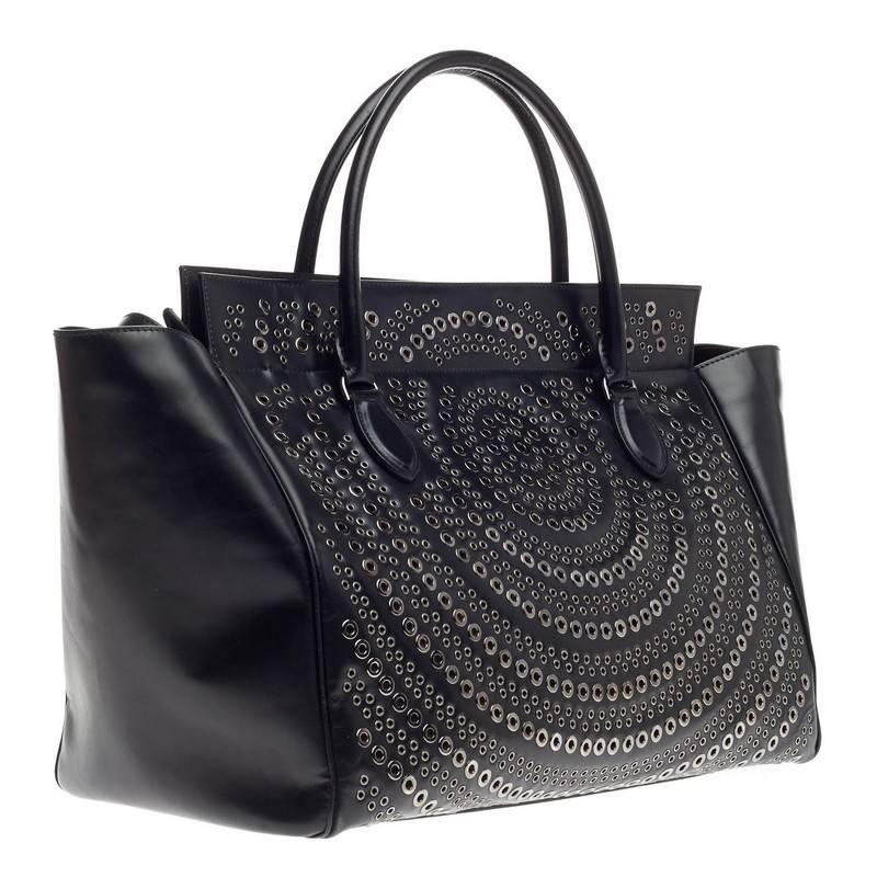 Alaia Grommet Zip Tote Leather Large In Fair Condition In NY, NY