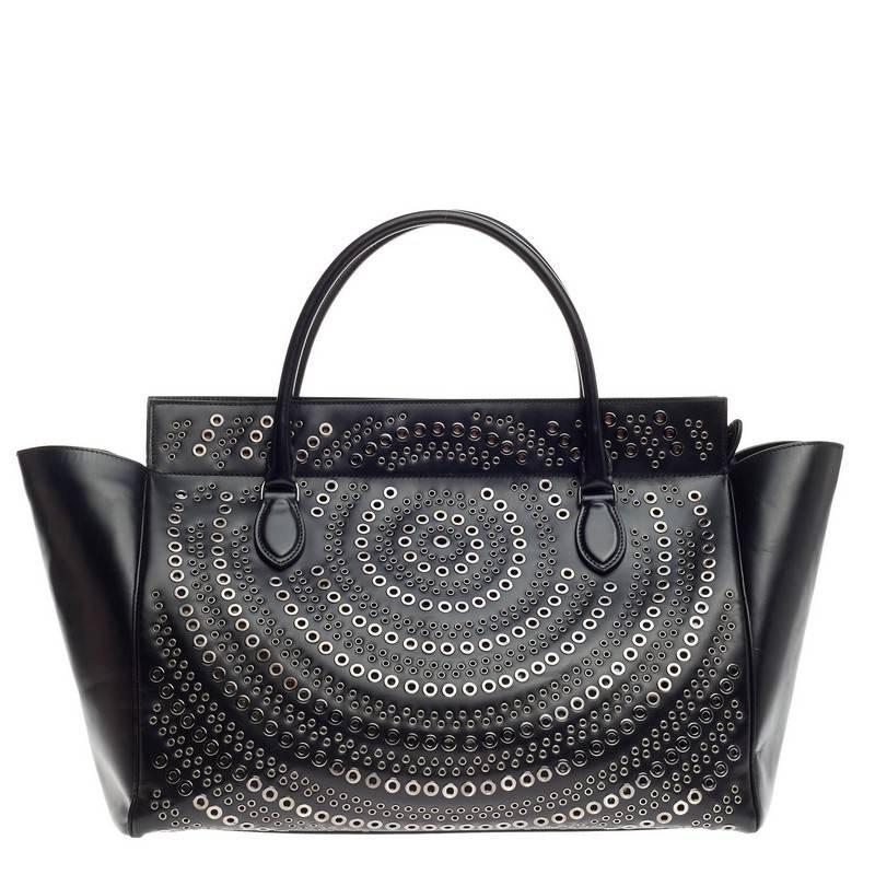 Women's Alaia Grommet Zip Tote Leather Large