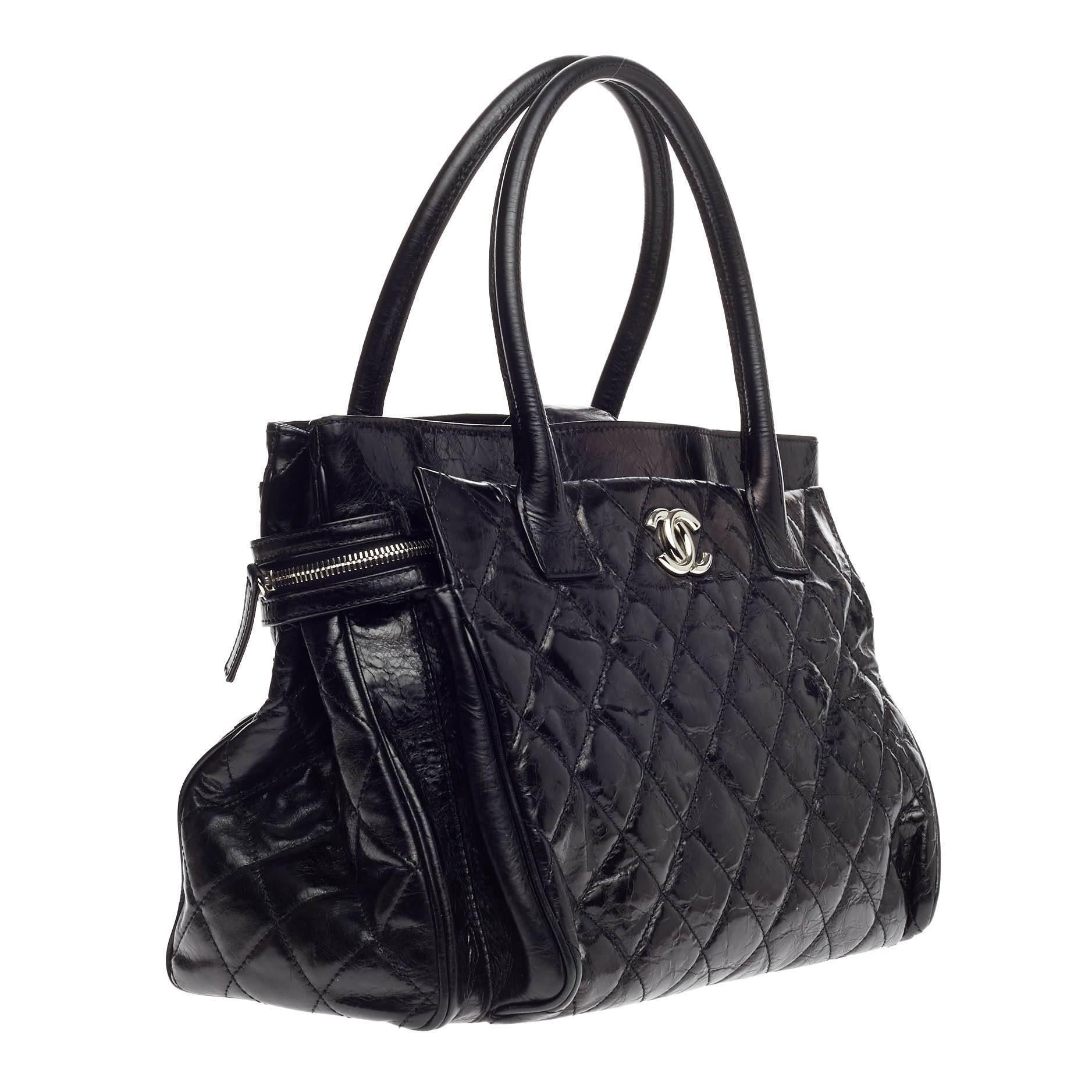 Chanel Executive Tote Quilted Glazed Calfskin Large In Good Condition In NY, NY