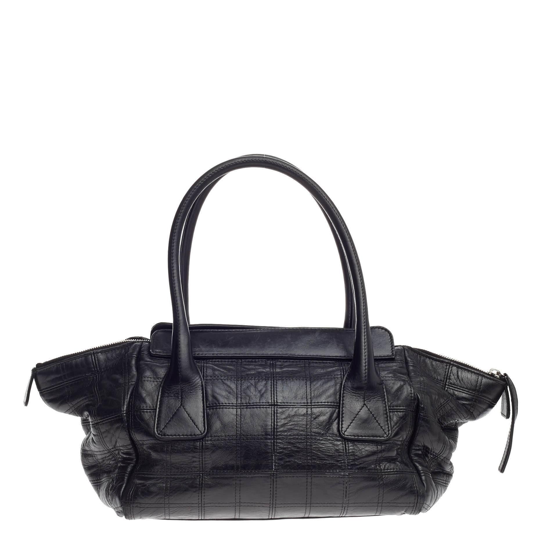 Chanel Lax Satchel Quilted Leather Large In Good Condition In NY, NY