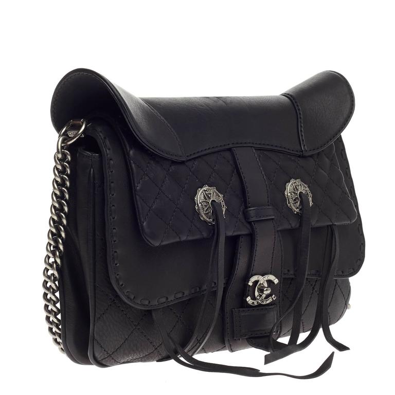 Chanel Black Quilted Leather Paris-Dallas Cowboy Saddle Bag - Yoogi's Closet