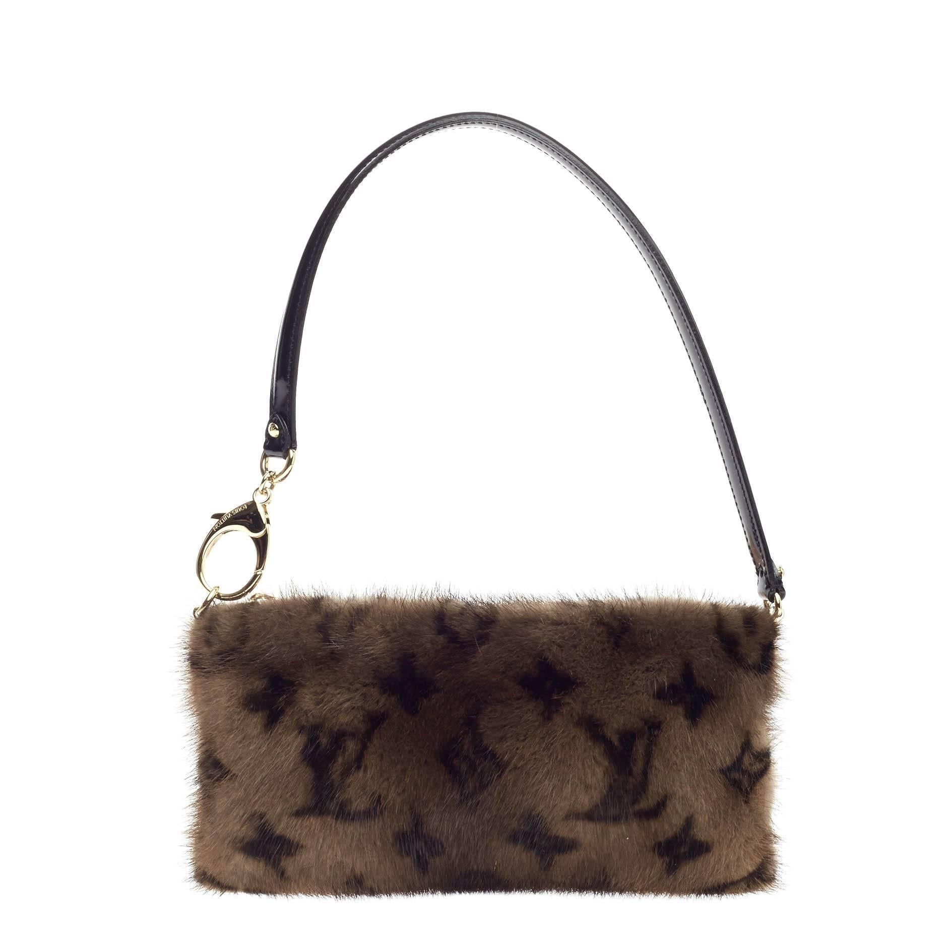 Louis Vuitton M77738 LV Cosy Mink Fur Elastic Scrunchie, Beige, One Size