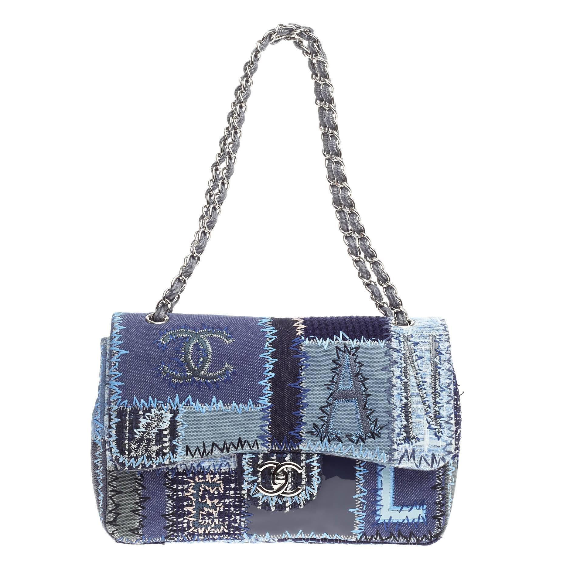 Chanel Classic Single Flap Multicolor Patchwork Jumbo In Good Condition In NY, NY