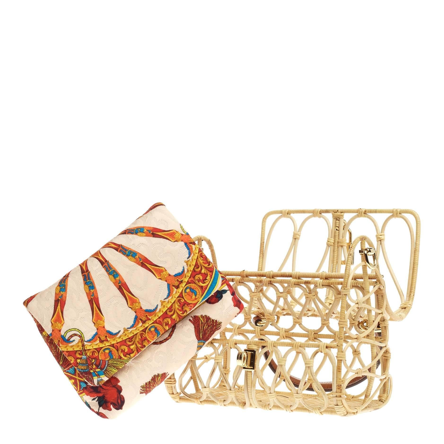 Dolce & Gabbana Birdcage Bag Rattan In Good Condition In NY, NY