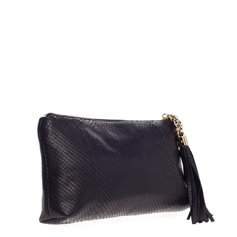 Gucci Sienna Tassel Clutch Python In Good Condition In NY, NY