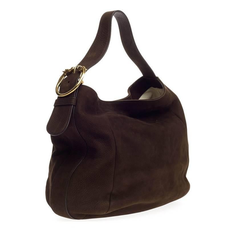 Gucci Ribot Horse Heads Hobo Nubuck Large In Good Condition In NY, NY