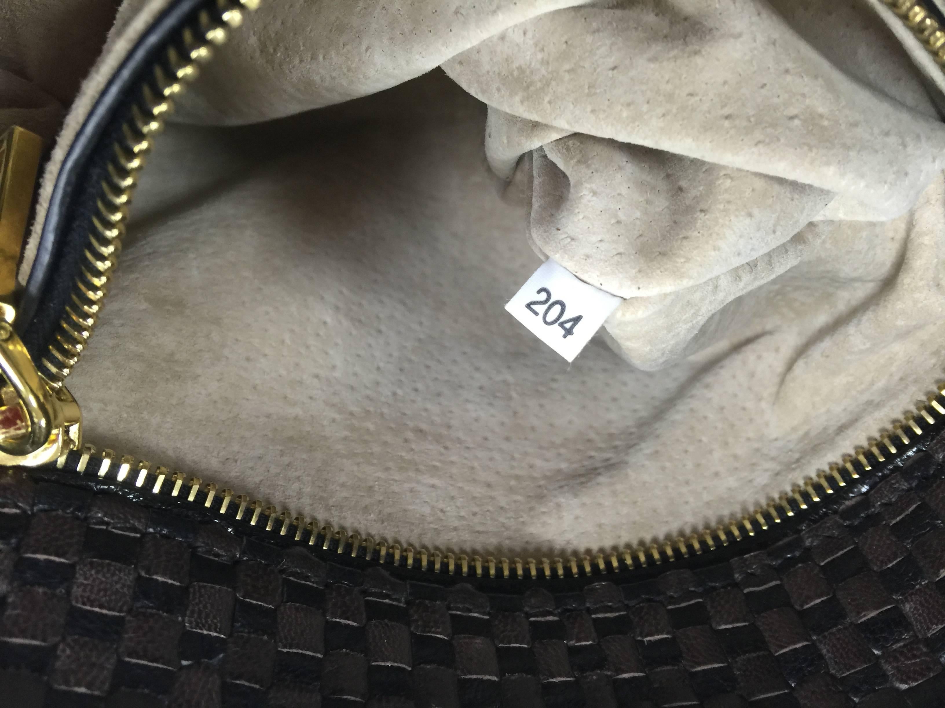 Prada Push Lock Flap Shoulder Bag Madras Woven Leather Medium 2