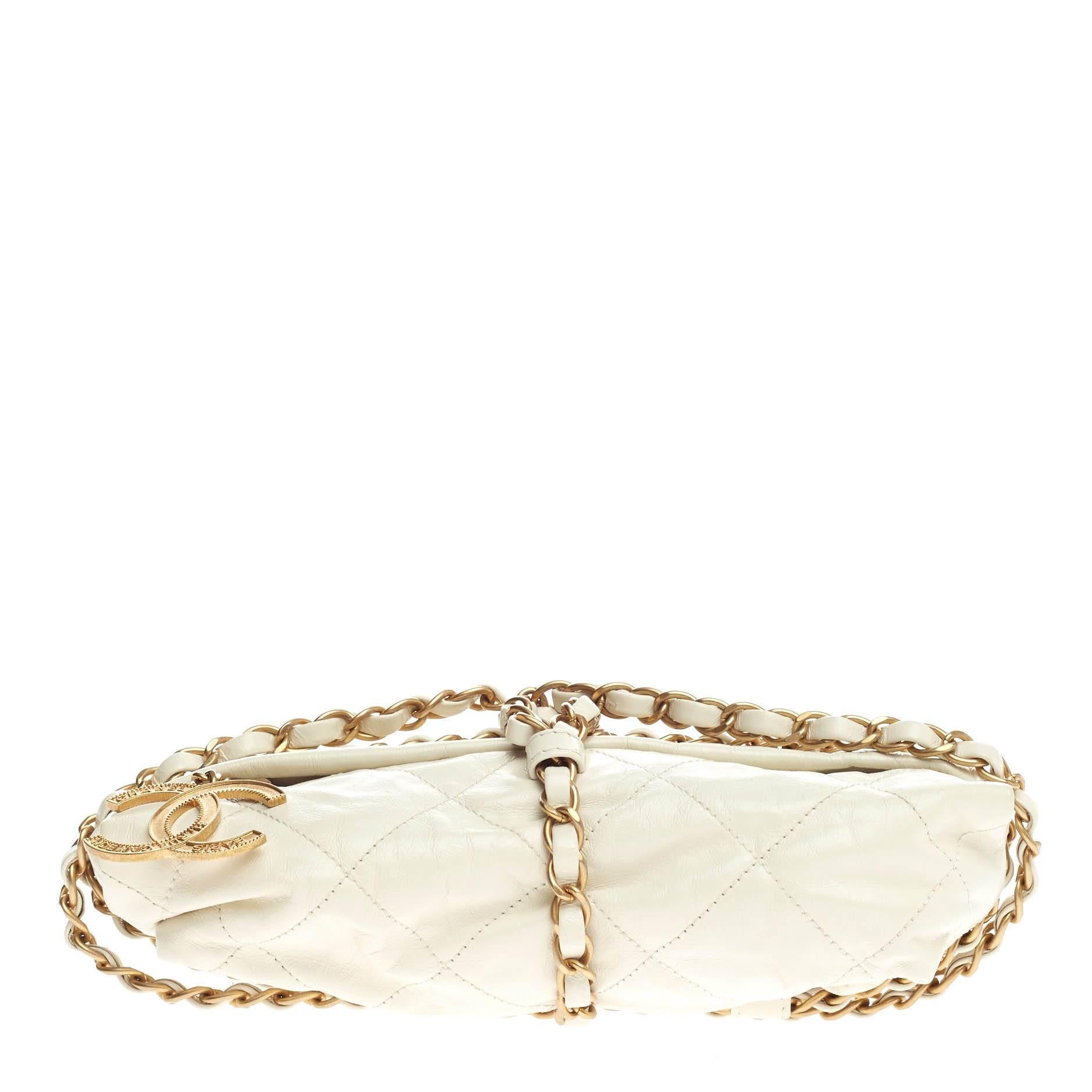 White Chanel Midnight Swim Baluchon Clutch Quilted Calfskin