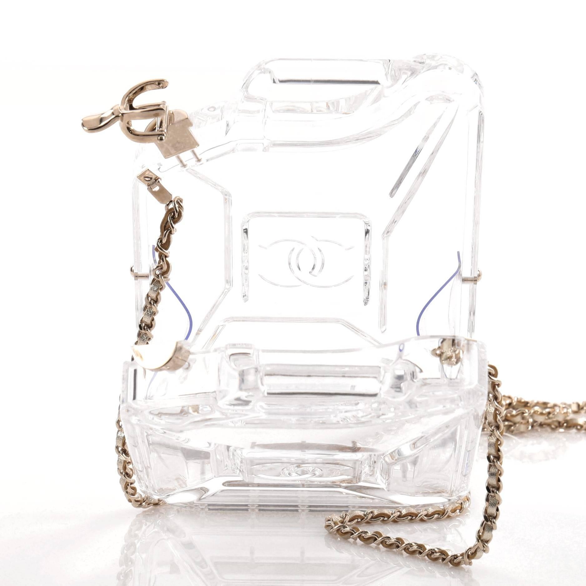 Gray Chanel Dubai By Night Gas Can Minaudiere Clear Plexiglass