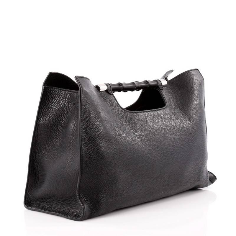 Gucci Bamboo Convertible Daily Tote Leather Wide In Good Condition In NY, NY