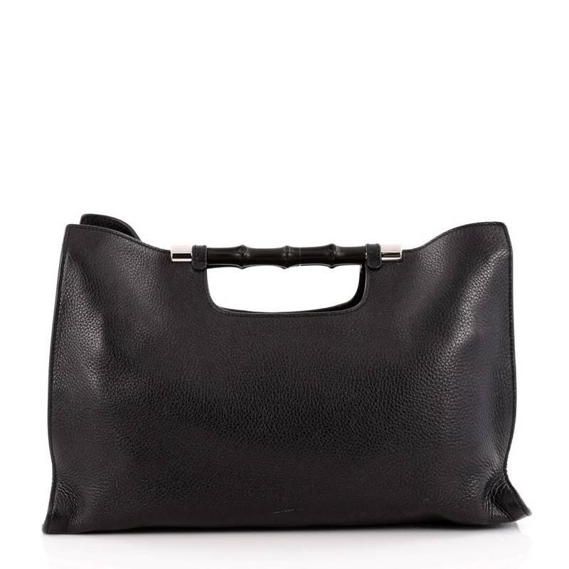 Women's Gucci Bamboo Convertible Daily Tote Leather Wide