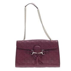 Gucci Emily Chain Strap Flap Bag Guccissima Leather Medium