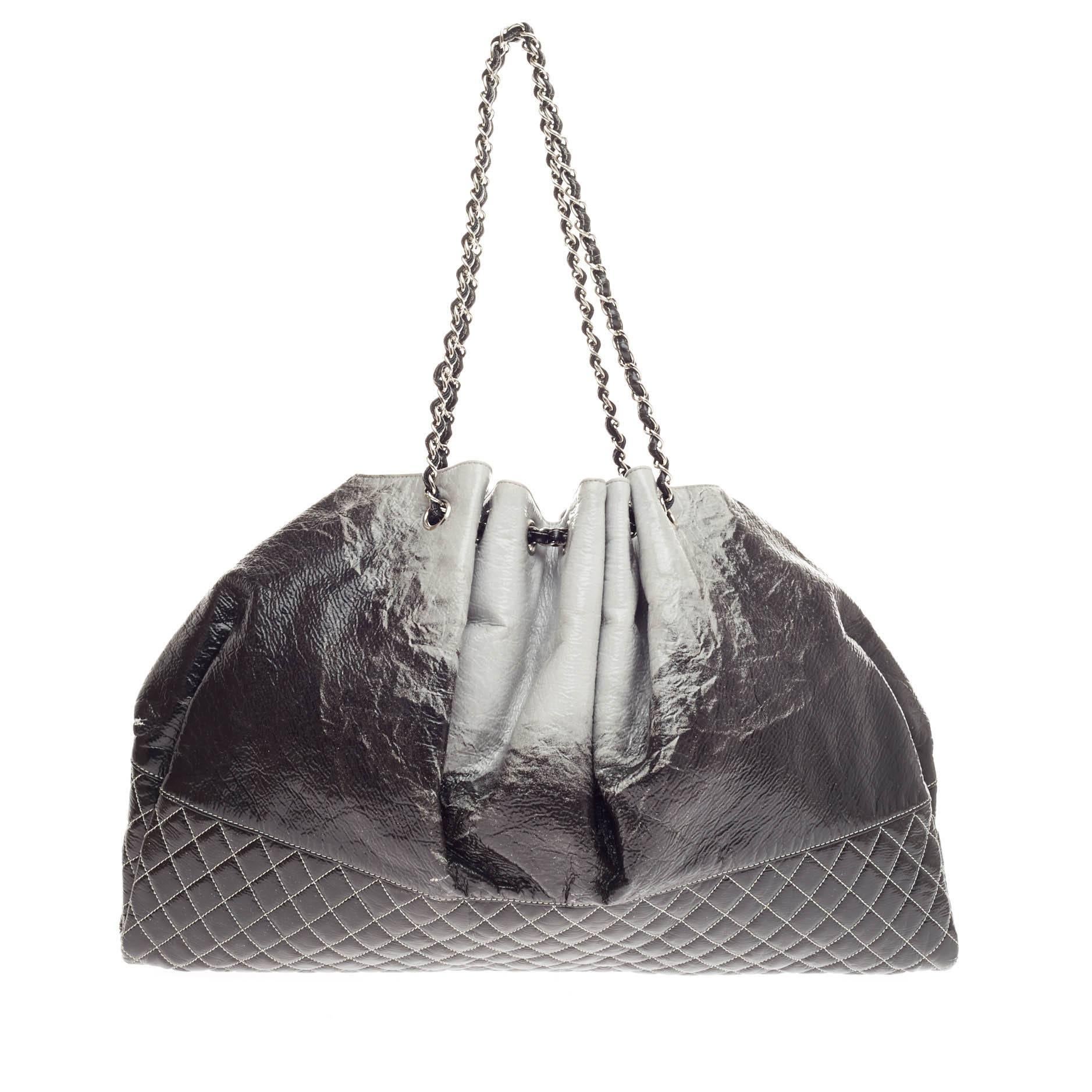 Gray Chanel Melrose Degrade Cabas Tote Patent 
